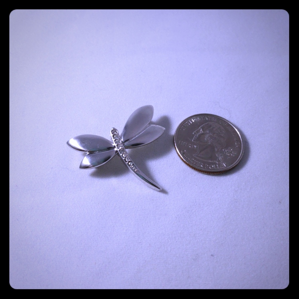 Silver Toned Dragonfly Brooch Pin